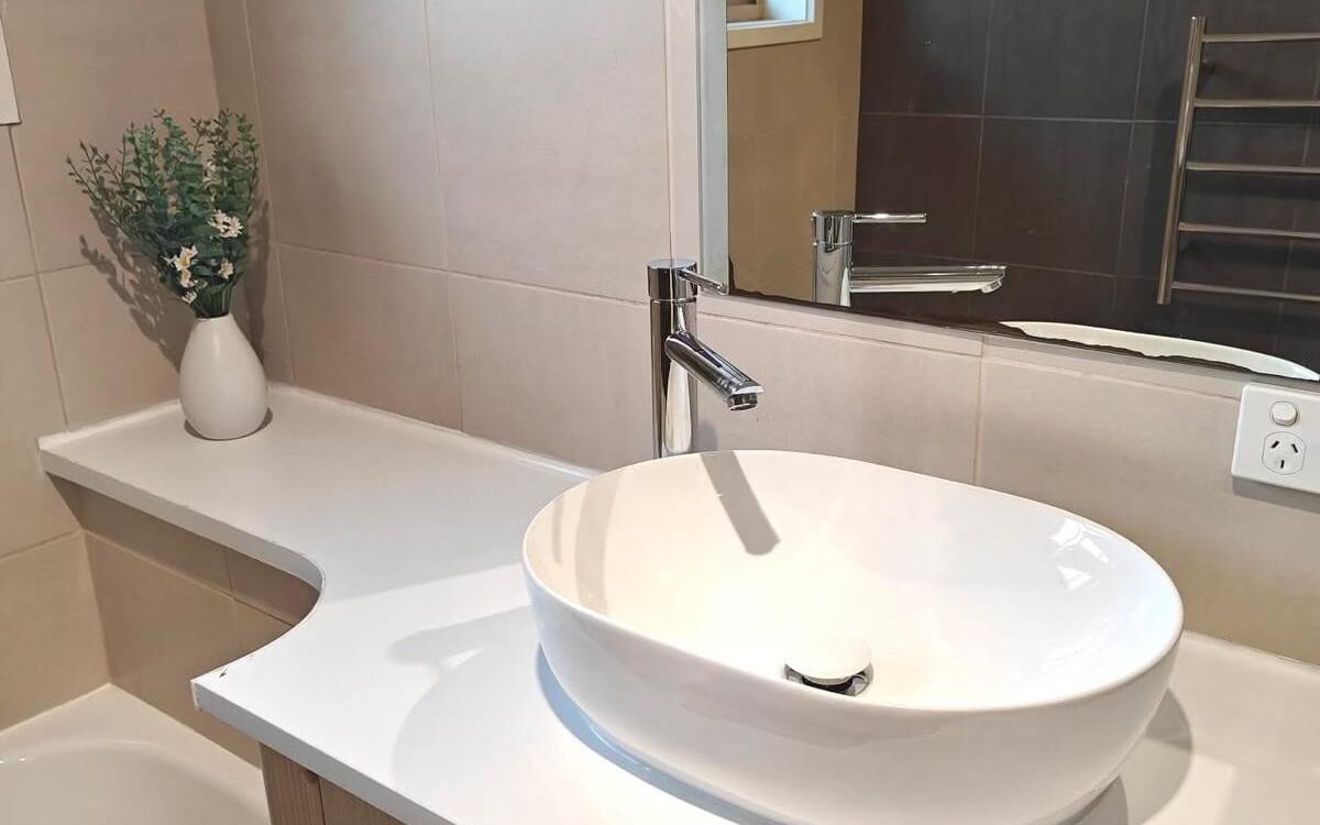 Basin and mixer tap in a Geelong home where a blocked drain starts