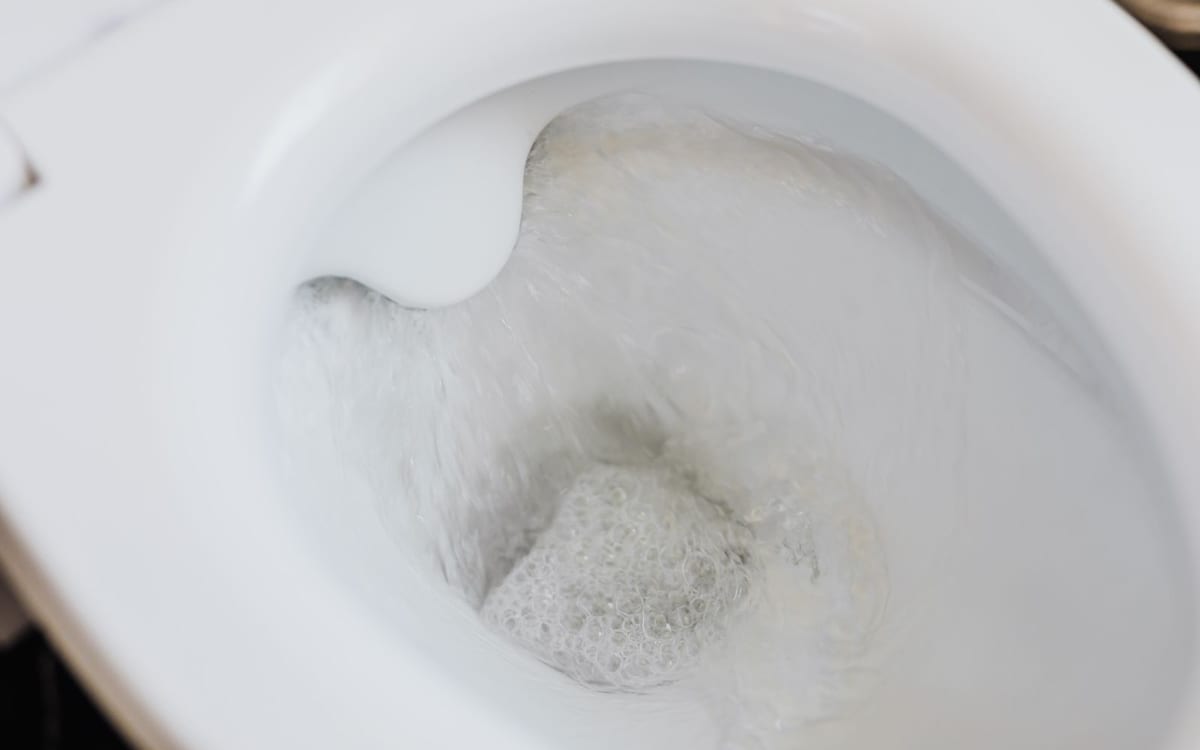 Toilet bowl flushing clean water